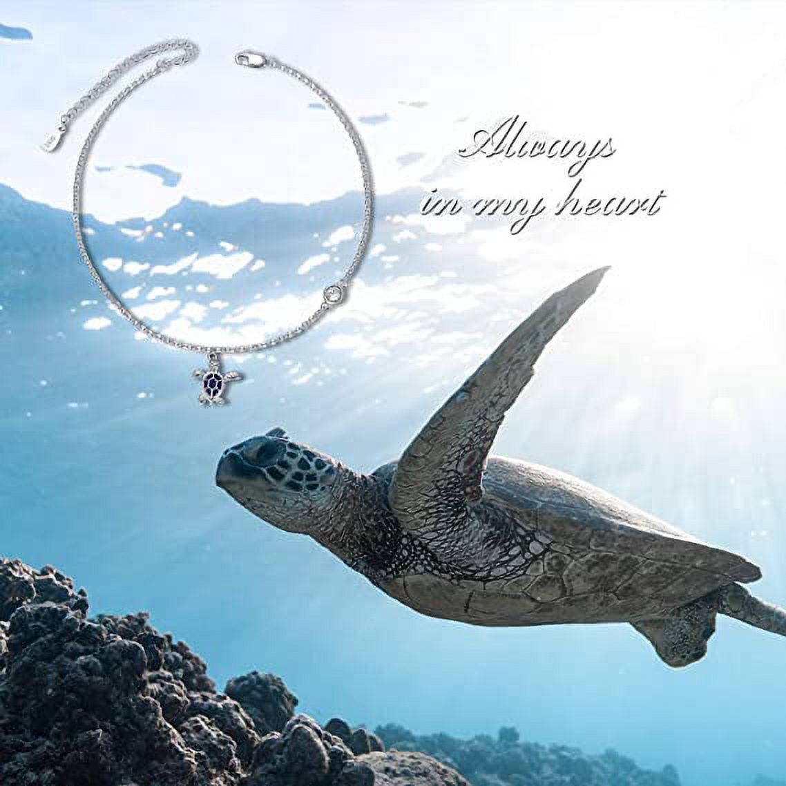 SOULMEET Christmas Gifts Turtle Anklets 925 Sterling Silver Adjustable Foot Ocean Beach Ankle Bracelet for Summer Jewelry Gifts for Women Friends Mother