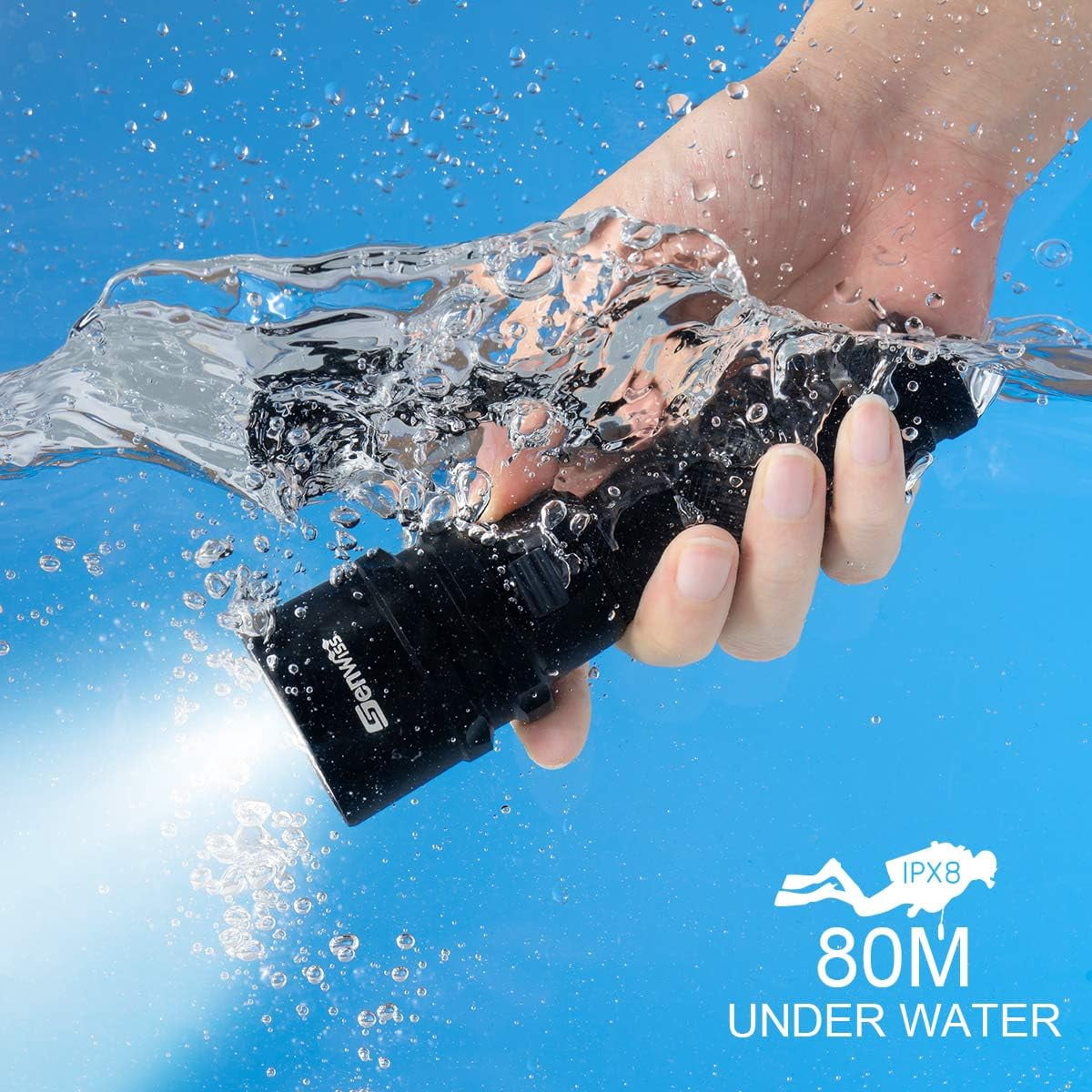 Genwiss XM-L2 LED Scuba Diving Flashlight, 2000 Lumens Waterproof Underwater Dive Torch with Rechargeable Battery