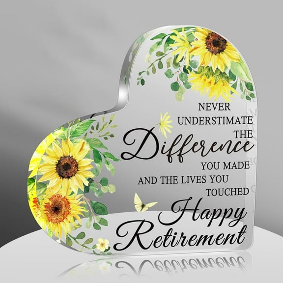 Retirement Christmas Decorations Indoor Gifts for Women, Leaving Gifts for Coworkers Friends, Inspirational Gifts, Acrylic Heart Sign Plaque With 1 Retirement Card (Butterfly)