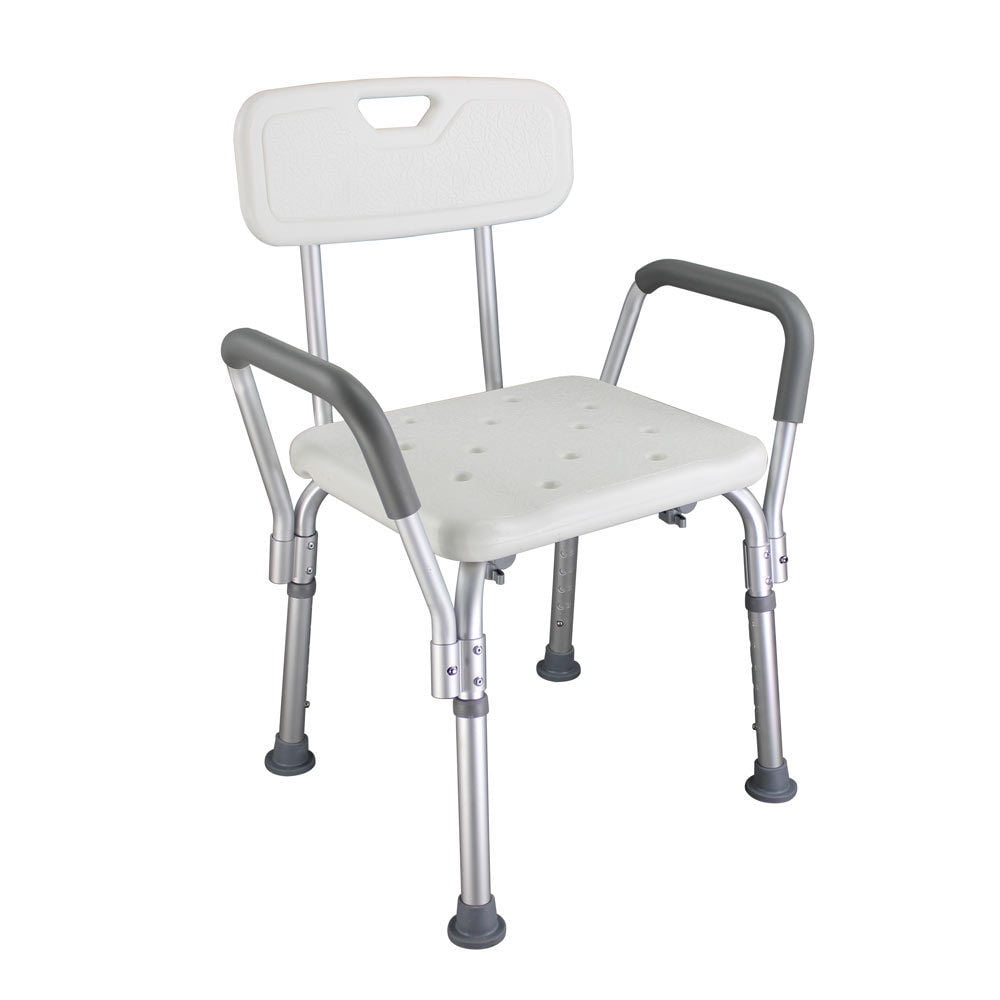 Medical Shower Chair 6 Height Adjustable Bath Tub Bench Stool Seat Back Armrest 