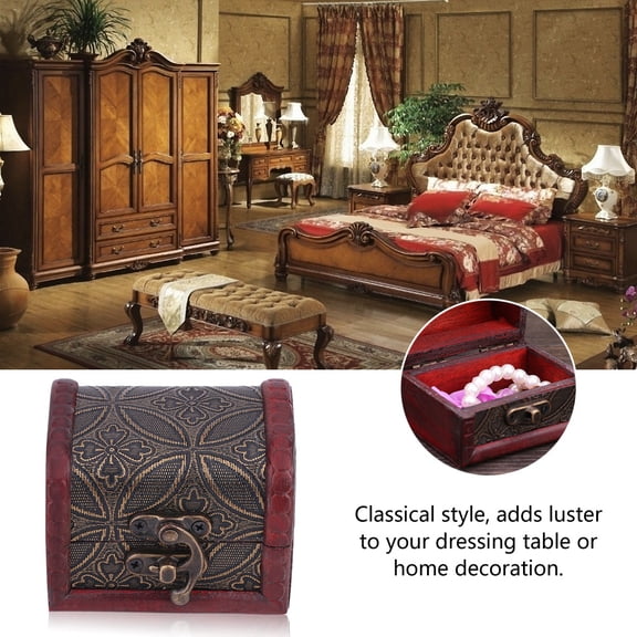 NFTIGB Classical Wooden Jewelry Necklace Bracelet Storage Box Chest Case Holder Organizer For Women and Men, 3.1 inches / 8 cm Length, Retro Design Wood Storage Case For Home Decor[cite: 1]