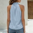 thumbnail image 4 of WCJM Women's V Neck Front Button Halter Top Sleeveless Knotted Hem Summer Casual Tank Plus Size Tank Tops for Women, 4 of 5
