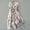 zm-White, variant on Fartey Boho Dresses for Women Midi Fashion Floral Print 3/4 Sleeve Casual Dress Summer Breathable Flowy Cotton Linen Beach Sundress Loose Comfy Lapel Drawstring Waist Dress