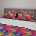 thumbnail image 2 of Abstract Comforter & Sham Bedding Set, Rainbow Colored Geometric Square Shaped Blurry Effects Watercolor Design, 3 pcs Duvet Set Microfiber Filling Quilt, 5 Sizes, Multicolor, by Ambesonne, 2 of 4