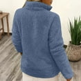 thumbnail image 4 of laqbezok Womens Half Zip Fuzzy Fleece Sherpa Pullover, Long Sleeve Oversized Sweatshirt, Quarter Zip Crew Neck Sweatshirts Tops, Teen Adults Fall Witer Clothes, Sky Blue XL, 4 of 5
