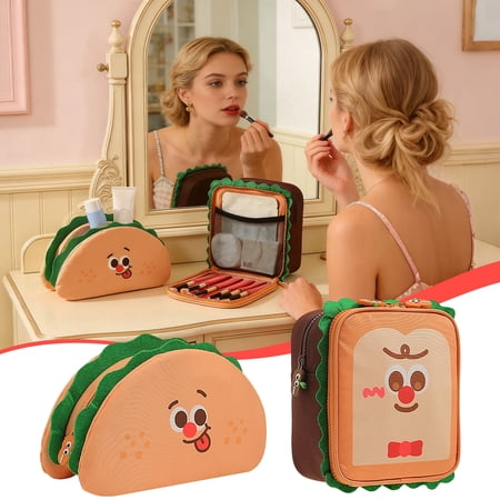 Makeup Bag Cute Portable Storage Bag Large Capacity Toiletry Organizer Pouch • Versatile Cosmetic Case for Travel • Water-Resistant Easy-Clean Zipper Bag