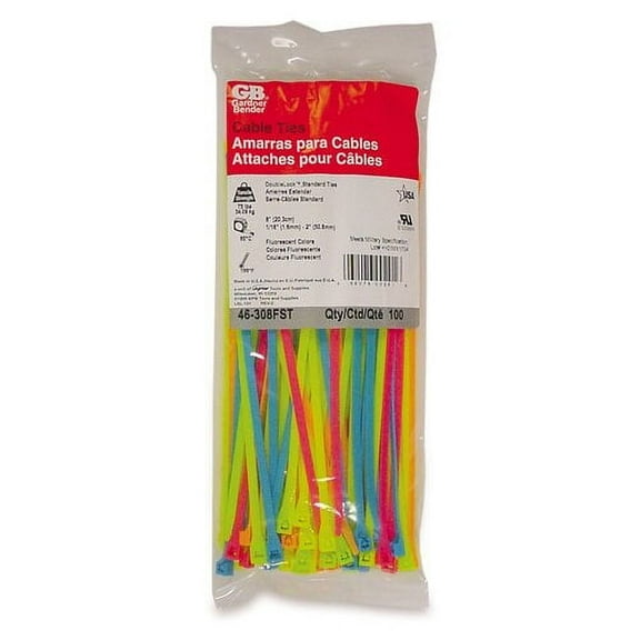 GARDNER BENDER Assorted Cable Tie,8",75 lb.,PK100 46-308FST