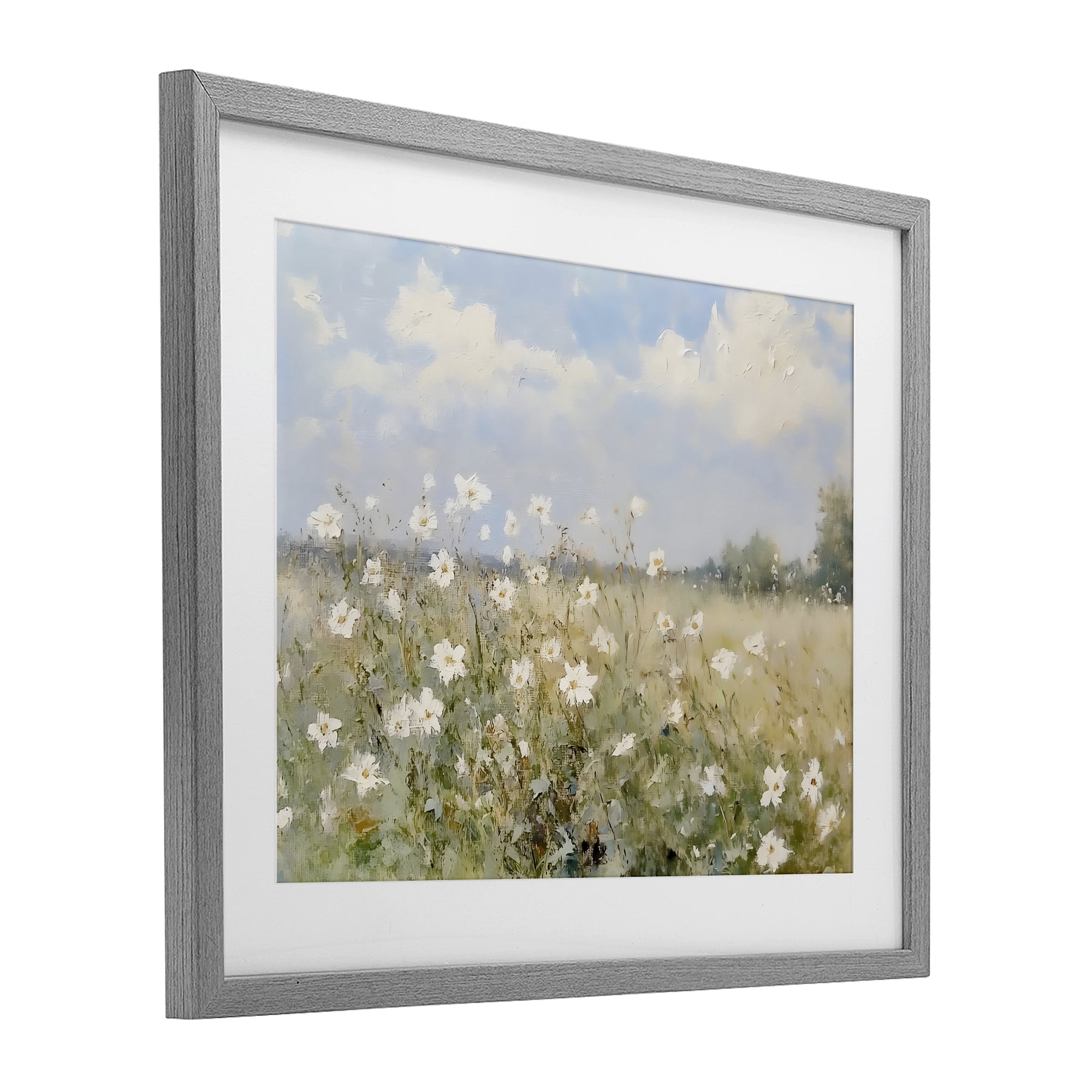 Stupell Industries Neutral Wildflower Field in Bloom Gray Framed Print Under Glass, design by LSR Design Studio