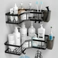 thumbnail image 1 of GINZU Organizador de Esquina para Ducha, Paquete de 2 Repisas Organizadoras Adhesivas para Esquina de Ducha, Estante de Almacenamiento de Ducha de Acero Inoxidable sin Taladrar con Ganchos y Porta Pa, 1 of 7