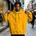 thumbnail image 2 of UDAUDU Mens Hooded Fashion Long Sleeve Hoodies Casual Drawstring with Pockets Fall Winter Pullover Sweatshirt for Men Yellow L, 2 of 8