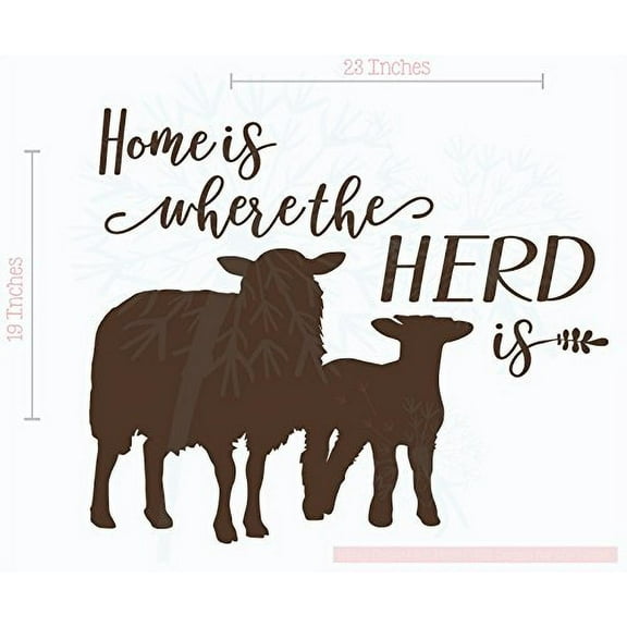 Home is Where The Herd is Sheep Wall Decals Vinyl Stickers Farmhouse Decor 23x19-Inch Chocolate