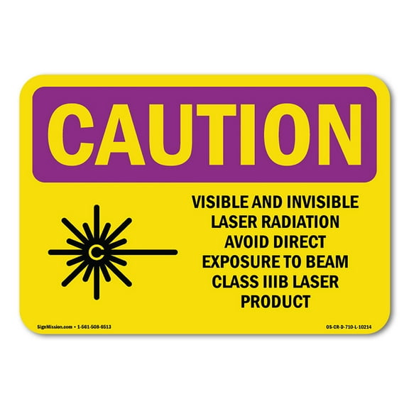 OSHA CAUTION RADIATION Sign - Visible And Invisible Laser With Symbol | Decal | Protect Your Business, Work Site, Warehouse | Made in the USA