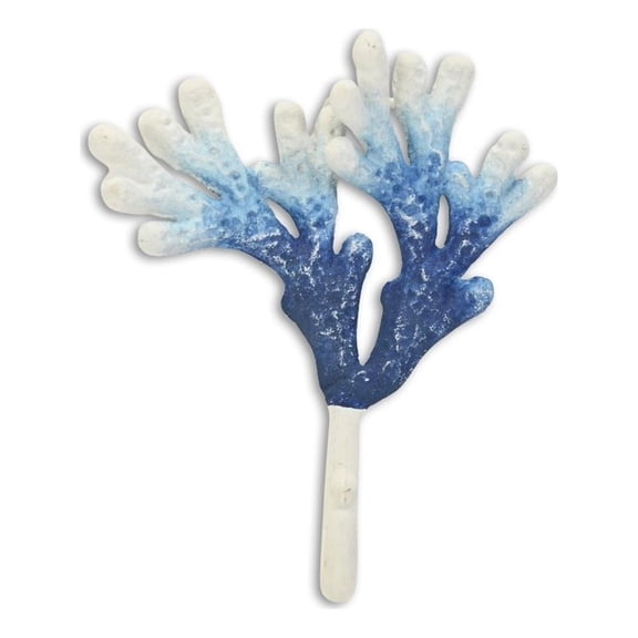 Cheungs 6123BL Solva Coral Cast Iron Wall Hook - Blue & White