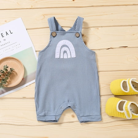 

Huilaibazo Trousers Baby Boy Rainbow Overalls Toddler Girl Suspender Jumpsuit Romper Ribbed Girls Pants