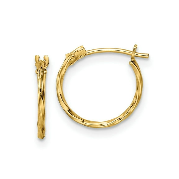 FJC Finejewelers 14 kt Yellow Gold Madi K Polished Twisted Hinged Hoop Earrings 11 mm x 12 mm