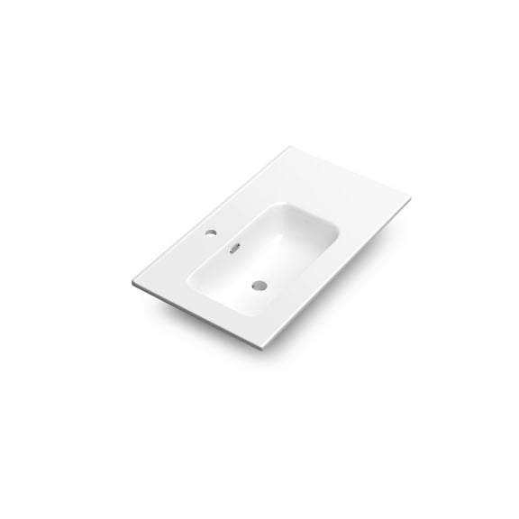 DAX Onix Ceramic Left Basin, 32", Glossy White