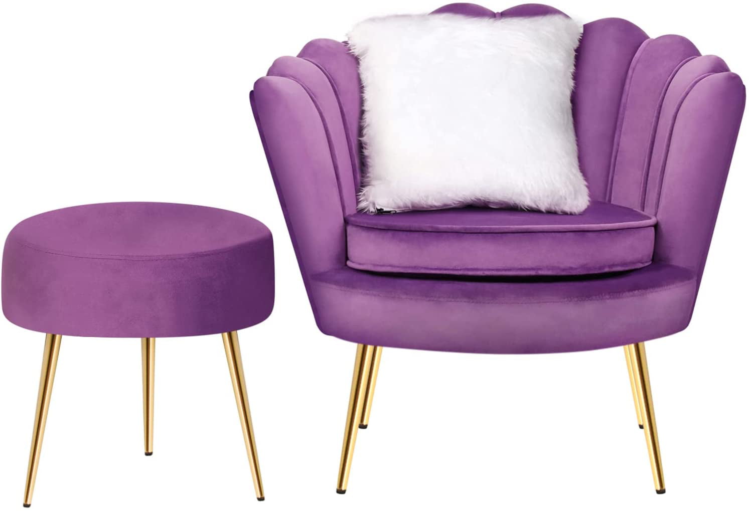 Velvet Scalloped Shell Back Tub Chair Armchair Vanity Sofa Stool Bedroom Lounge 