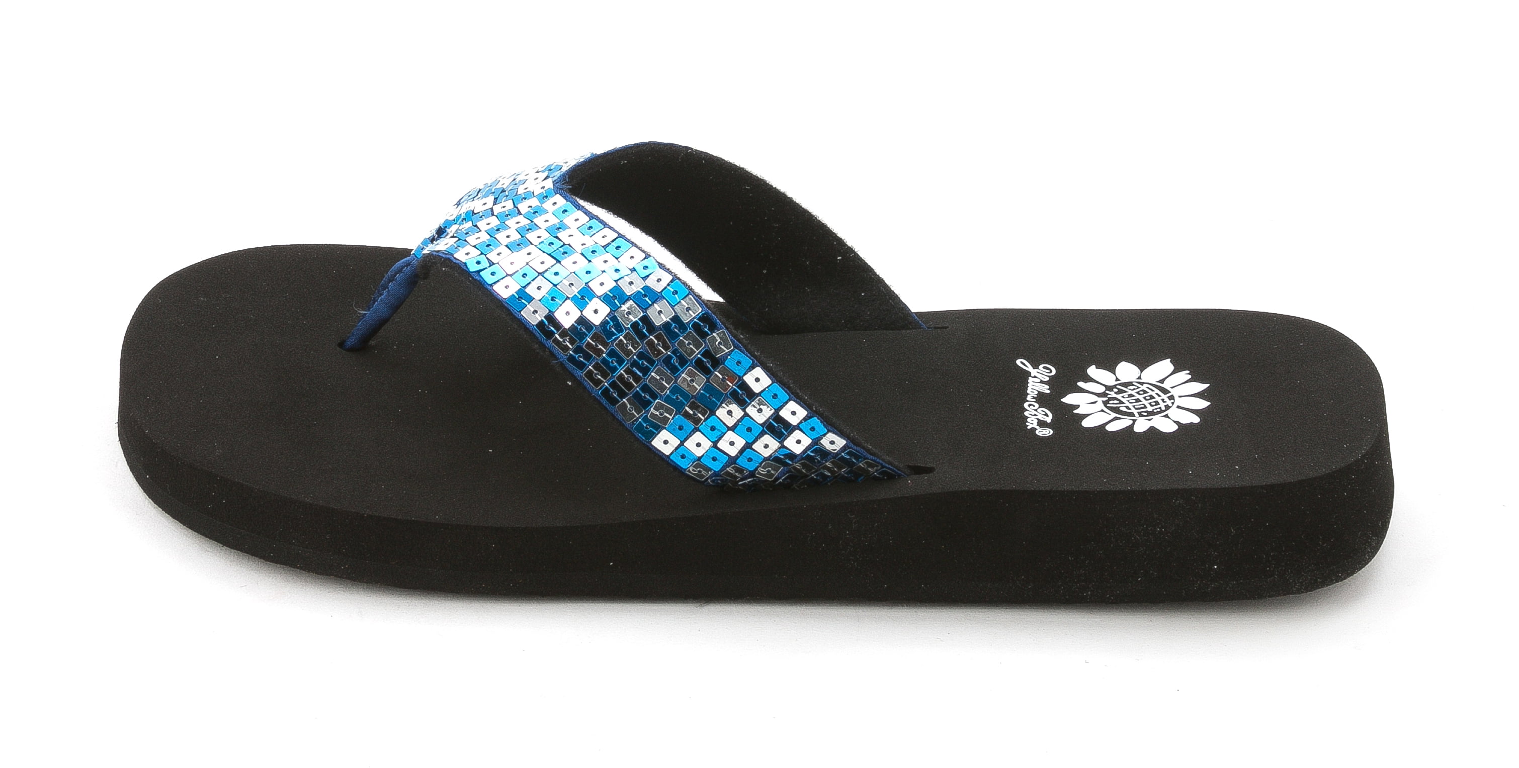 yellow box sandy flip flops