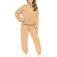 thumbnail image 5 of Eltusu Girls Outfit Sets, Elastic Bottom Long Sleeve Casual Sweatshirts&Sweatpants Sets Khaki Size 5-6 T, 5 of 7