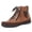 Brown, variant on Retro Color Block Combat Boots for Women Comfortable Casual Leather Suede Patchwork Walking Flat Lace up Non Slip Work Riding Ankle Booties