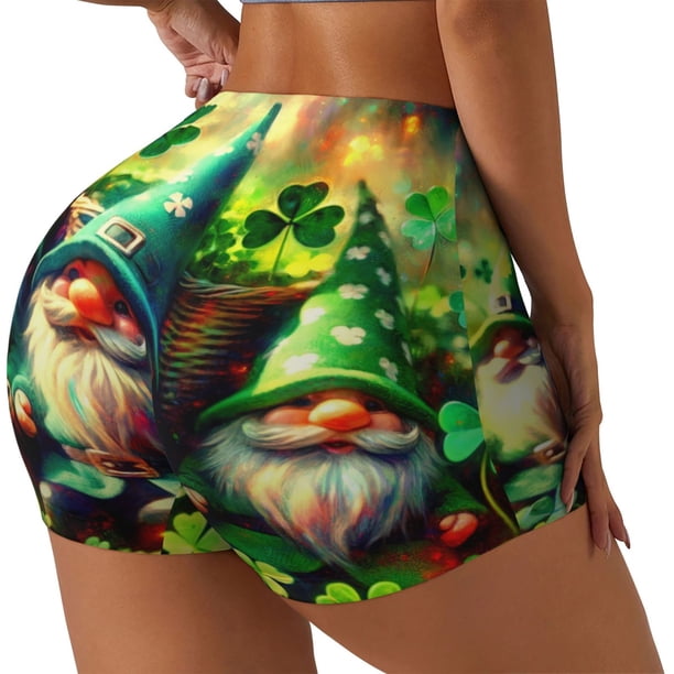 Fotbe St. Patrick's Day USA Flag Shorts Sin Costuras – Shorts Deportivos de Cintura Alta para Mujer, Elásticos para Gimnasio, Yoga, Running o Ciclismo-X-Large