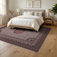 thumbnail image 3 of ODIKA 6'x9' Dusty Rose Traditional Vintage Distressed Washable Area Rug Geometric Border Pattern with Central Sunburst for Family Room, Living Mater Bedroom, Non-Slip, Easy Care, 3 of 7