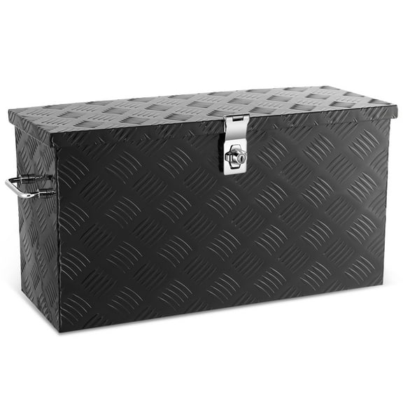 DNA Motoring 27.2"x9.4"x12.6" Aluminum Pickup Truck Trailer Trunk Bed Tool Storage Box w/ Handle Black