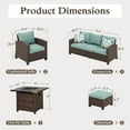 thumbnail image 5 of Sophia & William 6 Pieces Wicker Patio Furniture Set 7-Seat Outdoor Conversation Set with Fire Pit Table, Blue, 5 of 9