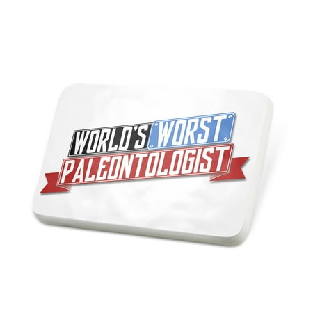 Porcelein Pin Funny Worlds worst Paleontologist Lapel Badge – NEONBLOND