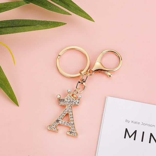 Stylish Metal Alphabet Letter Keychain Fashion Jewelry Accessory for Bags and Personal Items with Exquisite Encrusted Detailing