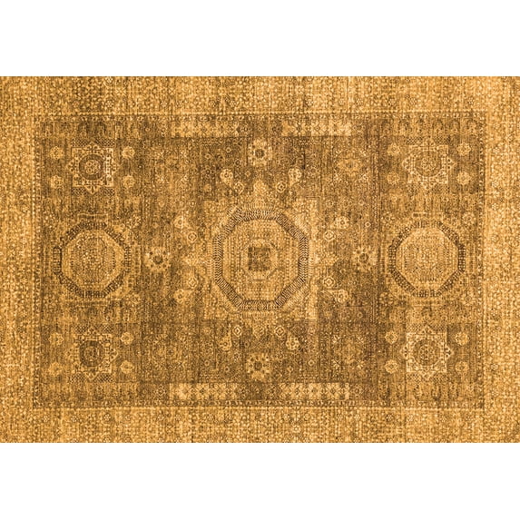 Ahgly Company Indoor Rectangle Abstract Orange Modern Area Rugs, 2' x 3'