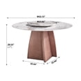 thumbnail image 4 of LovingAHome 53" Round Dining Table for 4-6 with 23.62" Lazy Susan, Modern Dining Room Table for Kitchen, Pandora White Sintered Stone Tabletop with Copper Stainless Steel Base (Table Only), 4 of 6