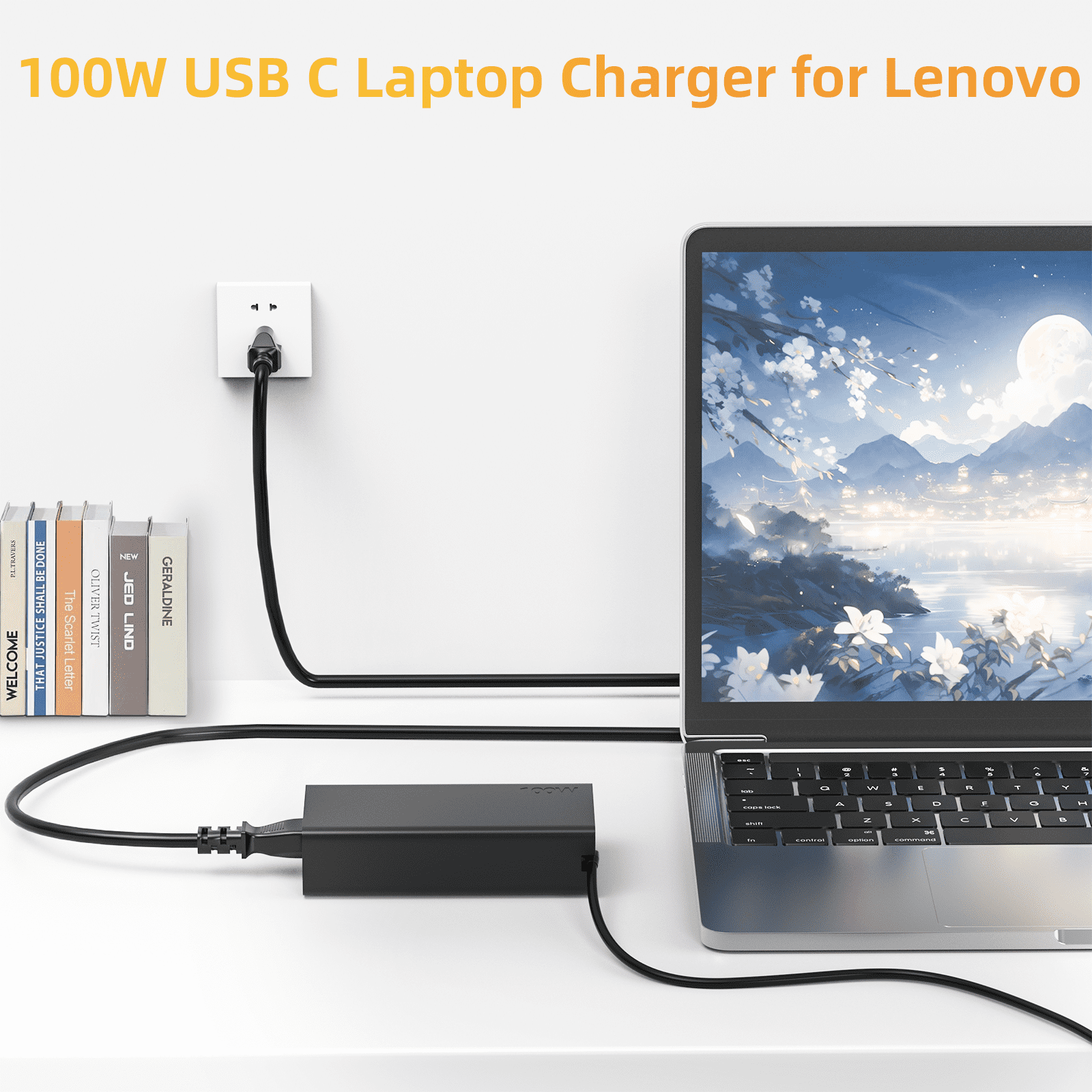 100W USB C Charger Fast Universal Laptop Charger Compatible with Lenovo, Lenovo ThinkPad, Google Series Type C Power Cord