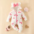 thumbnail image 4 of Viworld Baby Infant Boys Girls Toddler Baby Bear Printed Romper Plush Cute Bear Ears Jumpsuit Winter Thick Keep Warm Outfits Long Sleeve Onesie, 4 of 8