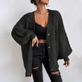 thumbnail image 5 of Womens Oversized Cable Knit Cardigan Sweater Button Front V Neck Long Sleeve Soft Warm Casual Outerwear for Fall Winter Daily Wear Ladies Top, M, 5 of 6