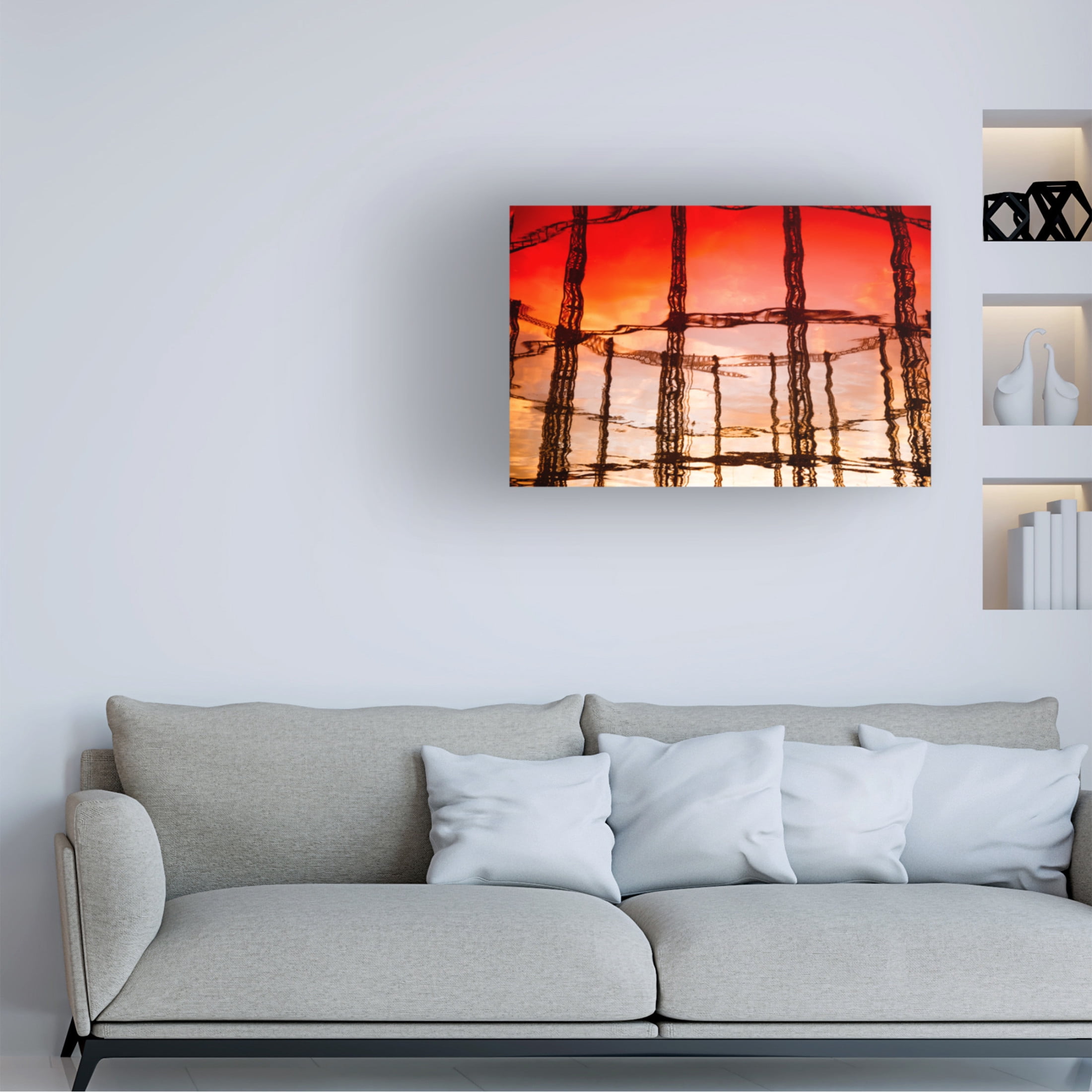 Canvas Wall Art - Massimiliano Peluso 'Paiting With Water Reflex' Wall Art for Living Room, Bedroom, or Office D?cor by Trademark Fine Art - 47 x 30 Inches