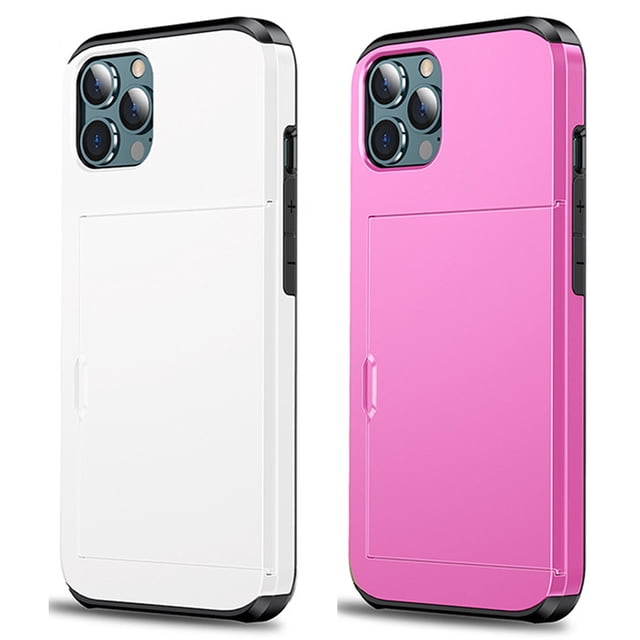 Funda protectora oculta deslizante con ranura para tarjeta de crédito, carcasa trasera para iPhone 14Pro, 2 uds.