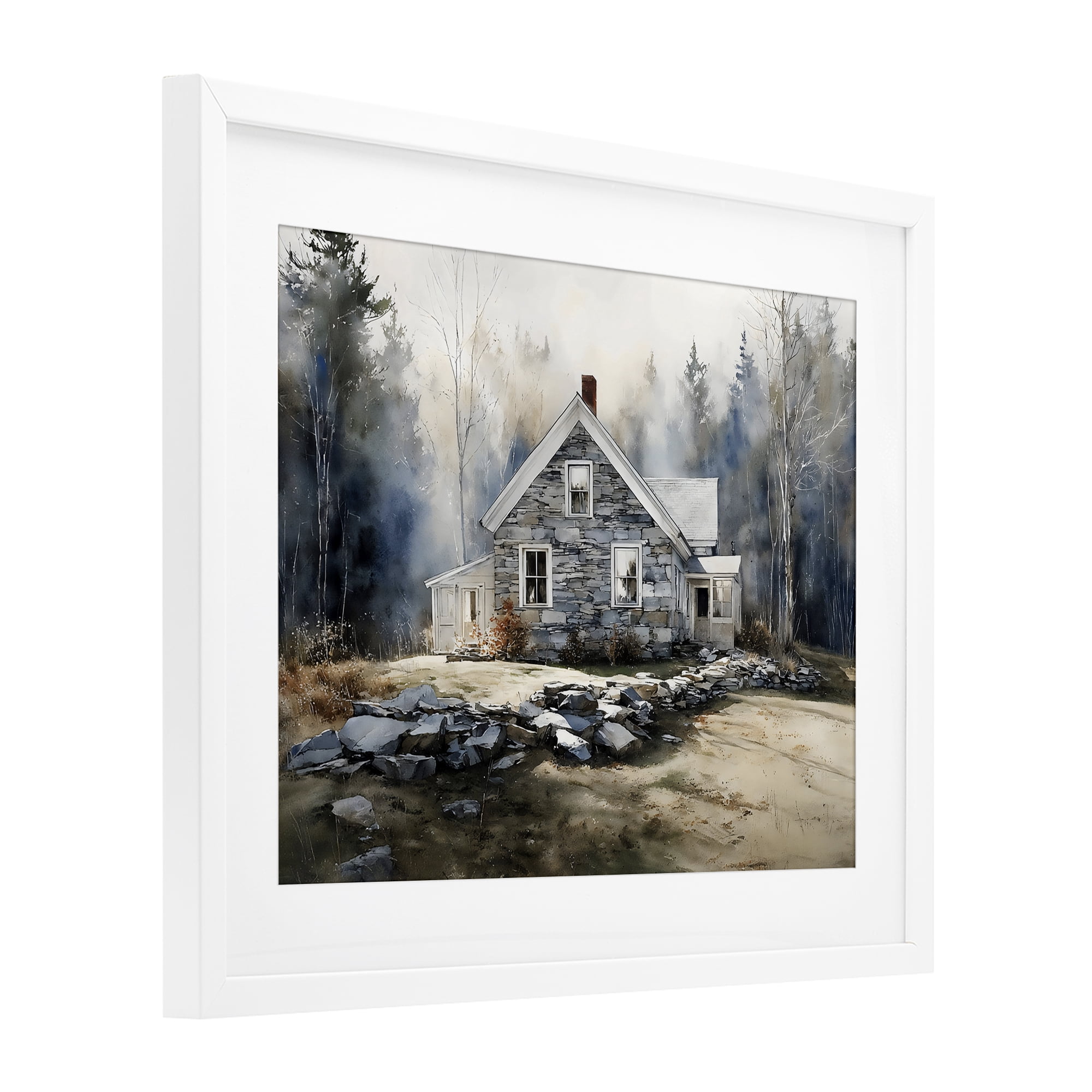 Stupell Industries Rustic Cottage Among the Trees White Framed Print Under Glass, design by Franklyn Gregory