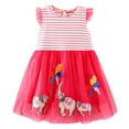 thumbnail image 2 of Girls Tulle Dress with Elephant Applique, Ruffle Sleeve Party Dress for Birthday Easter, Red & Pink Tutu Dress, Sizes 2T-10,Size 2 T, 2 of 9