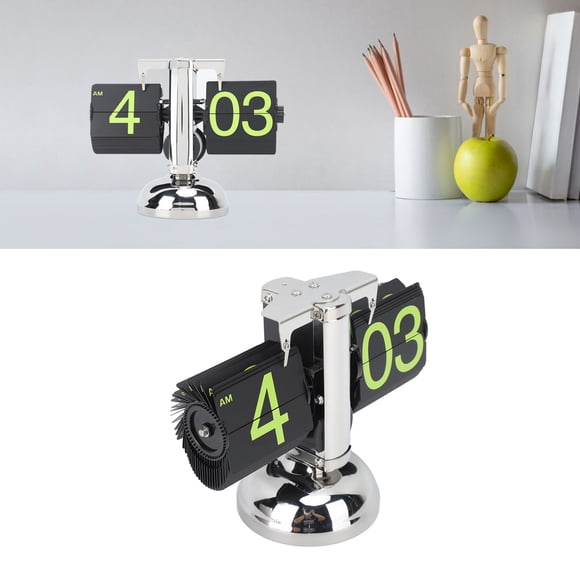Tabletop Retro Flip Clock, Mechanical Digital Desk Clock, Battery Powered Vintage Clock, Internal Gear Operated Flip Down Clock, Large Number Flip Clock for Home,