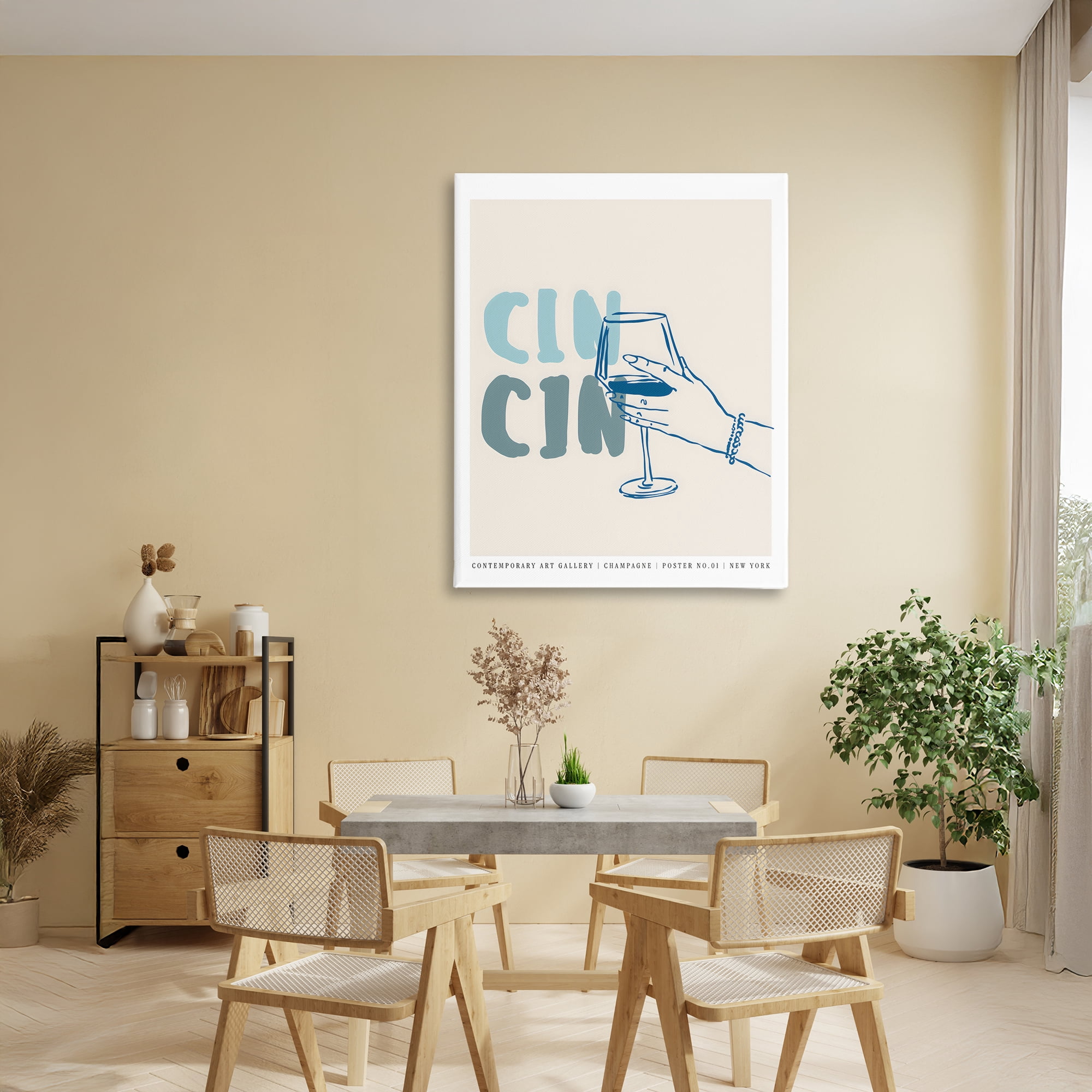Stupell Industries Cin Cin Blue Champagne Toast Canvas Wall Art, design by The Prints Vibe