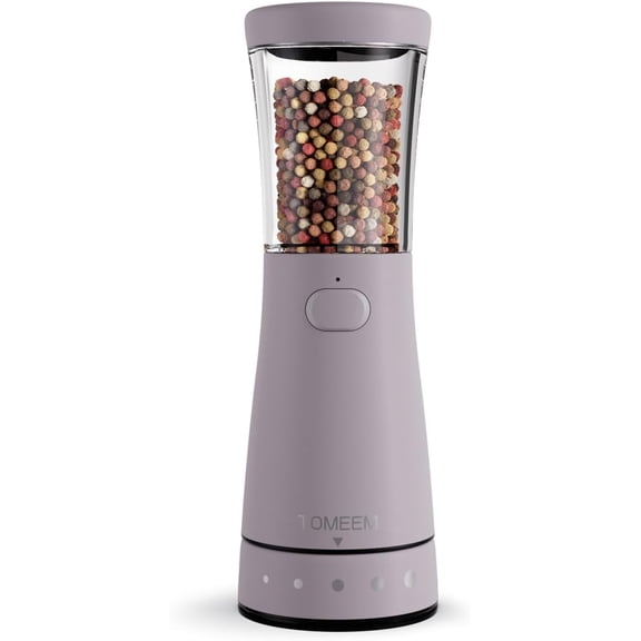 Tomeem Electric Pepper Grinder Stainless Steel USB Rechargeable,  Adjustable Coarseness with LED Light, 1 PC