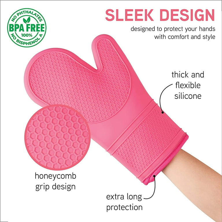 SiliconePro Kitchen Gloves Waterproof, Flexible, Thick Oven Mitts