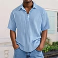 thumbnail image 2 of WTOBBY Men's Casual Short-Sleeve Shirt with Collar and Buttons Solid Color, Lightweight, Breathable, and Versatile Stylish Top for Men, Perfect for Business, Casual,Sky Blue M, 2 of 6