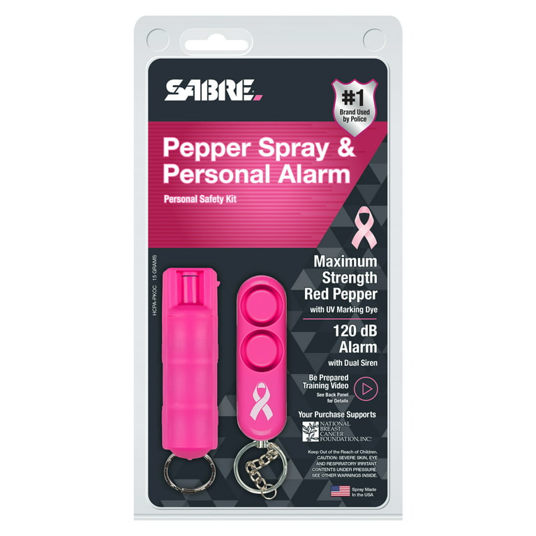 SABRE Safety Kit with Pepper Spray and Key Chain Personal Alarm, Pink,  Solid Print, 0.3 lb. 