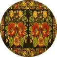 thumbnail image 1 of Ahgly Company Machine Washable Indoor Round Medallion Yellow French Area Rugs, 6' Round, 1 of 4