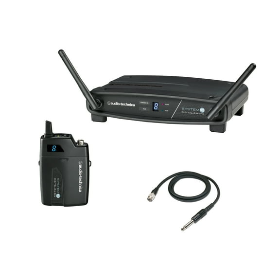 Audio-Technica ATW-1101/G System 10 Digital Wireless System - TW-R1100 Receiver, ATW-T1001 UniPak Transmitter & AT-GcW Guitar/Instrument Input Cable