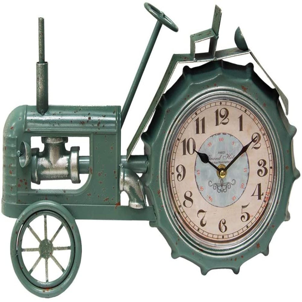Farmhouse RUSTIC TRACTOR CLOCK Country Primitive Wall Hanging Farm Metal 