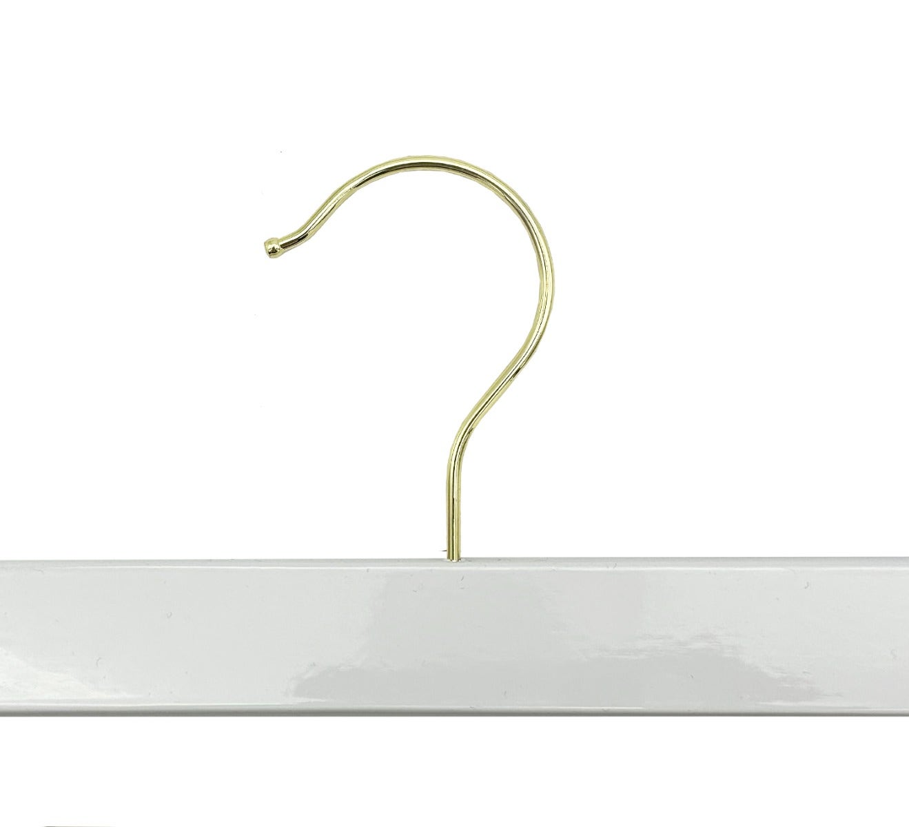 Nahanco 14" NAHANCO SlimLine Wooden Pant/Skirt Hanger With Padded Clips - High Gloss White W/Gold