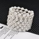 thumbnail image 3 of Pulsera elástica de perlas y diamantes brillantes, joyería nupcial Art Déco de 7 filas, 3 of 5